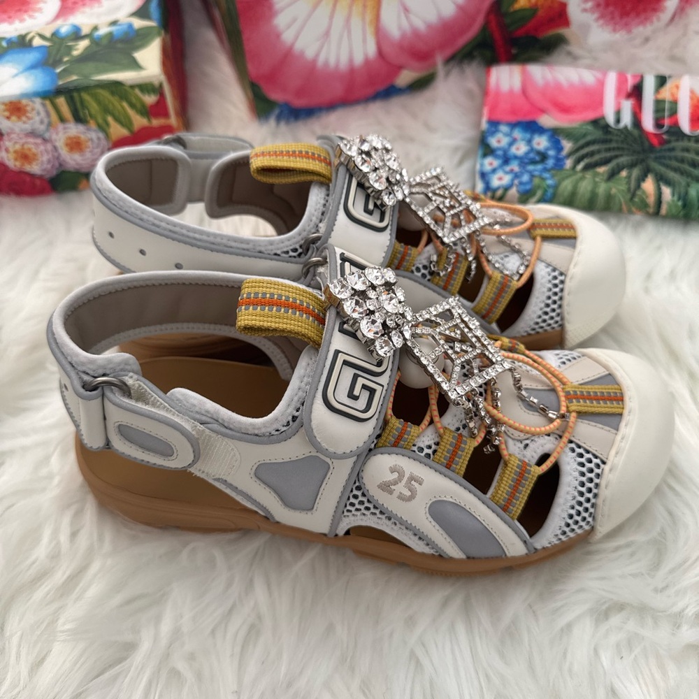 Gucci Tinsel Crystal Embellished sport sandals 37.5 - Picture 5 of 7